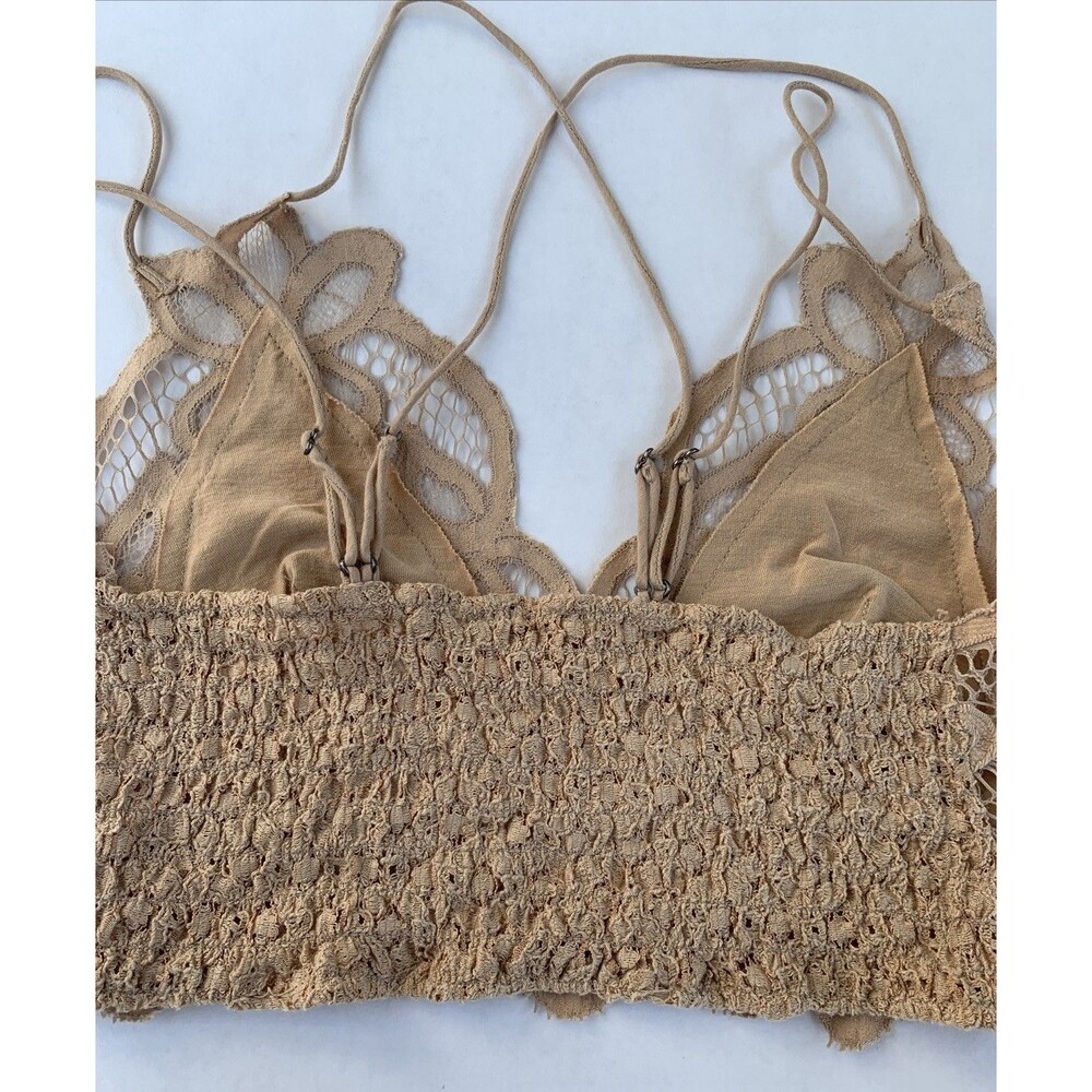 Free People Adella Bralette XS Fairycore Boho NWT Beige Tan - Picture 7 of 9